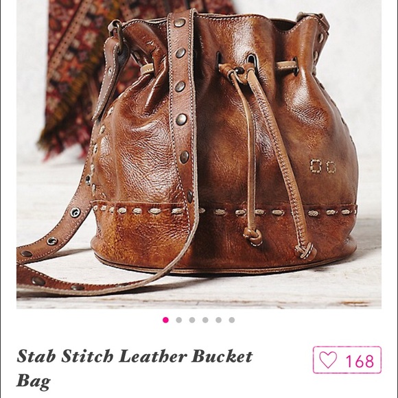 Free People Stab Stitch Leather Bucket Bag
