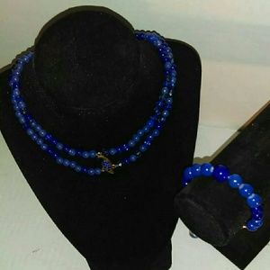 Bedazzle Pearls Midnight Blue Necklace Set