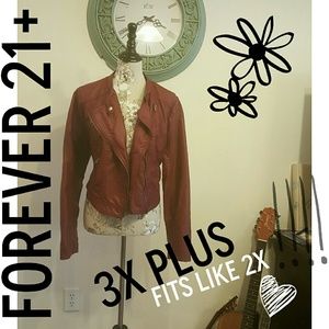 Plus size faux leather jacket