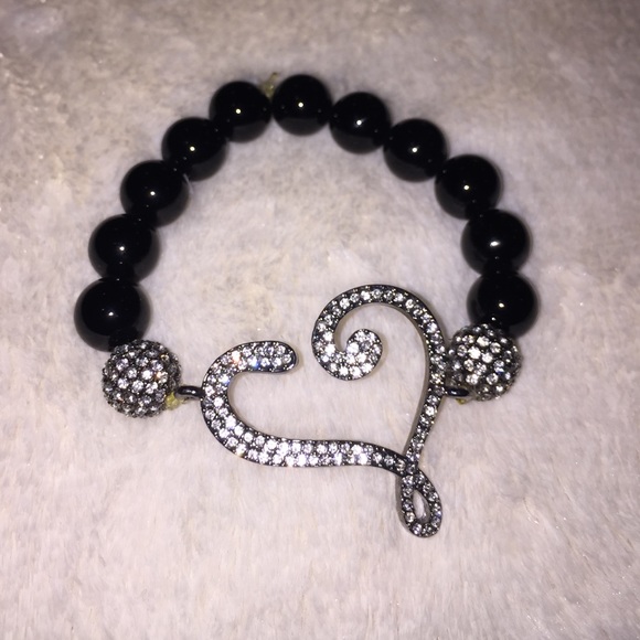 Bracelet with Heart in Rhinestones