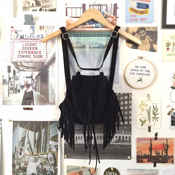 Urban Outfitters Suede Fringe Backpack / Purse