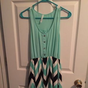 Mint colored boutique dress with chevron
