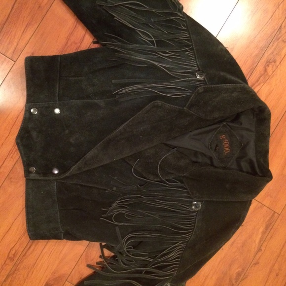 Vintage western leather fringe jacket