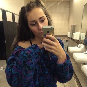 Fuzzy Columbia Zip Up Sweater