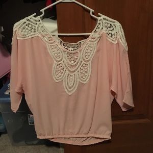 Pink top with lace detailing