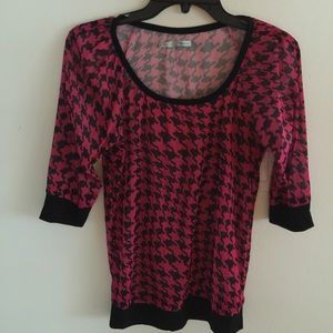 Blouse - pink and black print! See through top!