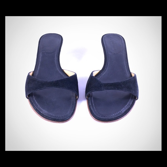 J. Crew leather & black kitten heel slides👡💕