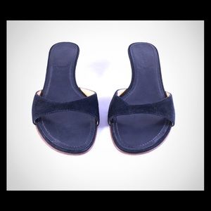 J. Crew leather & black kitten heel slides👡💕