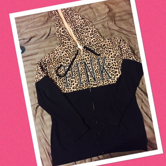VS Pink Leopard Zip-Up Hoodie