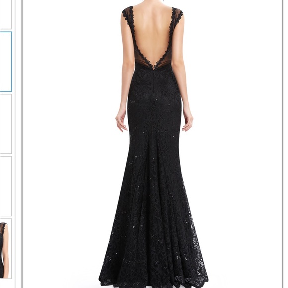 New & elegant black lace formal dress w/ sexy back - Picture 1 of 4