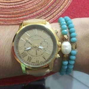 Beautiful tan Geneva watch