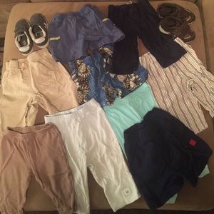 Lots of boys pants/shorts/shirts and shoes