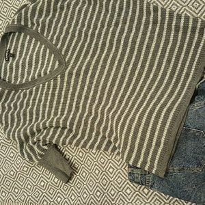 Express scoop neck striped gray dolman sweater