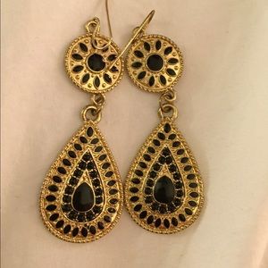 Black and gold drop earrings