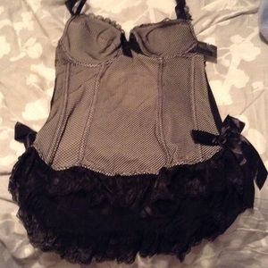Nwt black and white lingerie lace corset