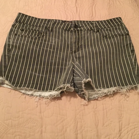 Gray and white striped shorts