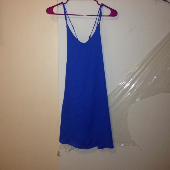 blue thin strapped shift dress - Picture 2 of 4