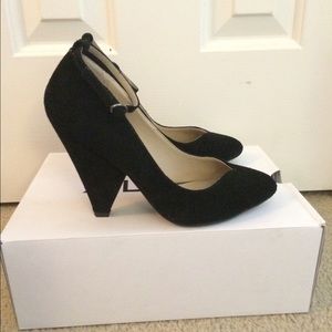 Aldo black ankle strap heels