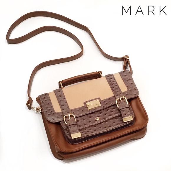 Mark Handbags - Mark faux ostrich leather doctor crossbody bag