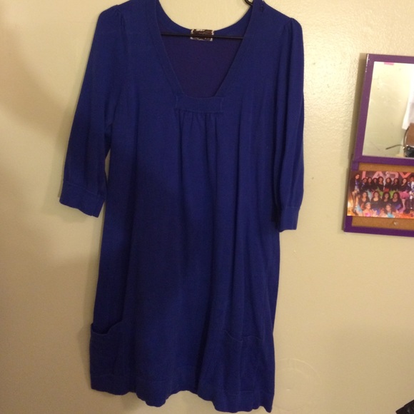 Blue sweater dress