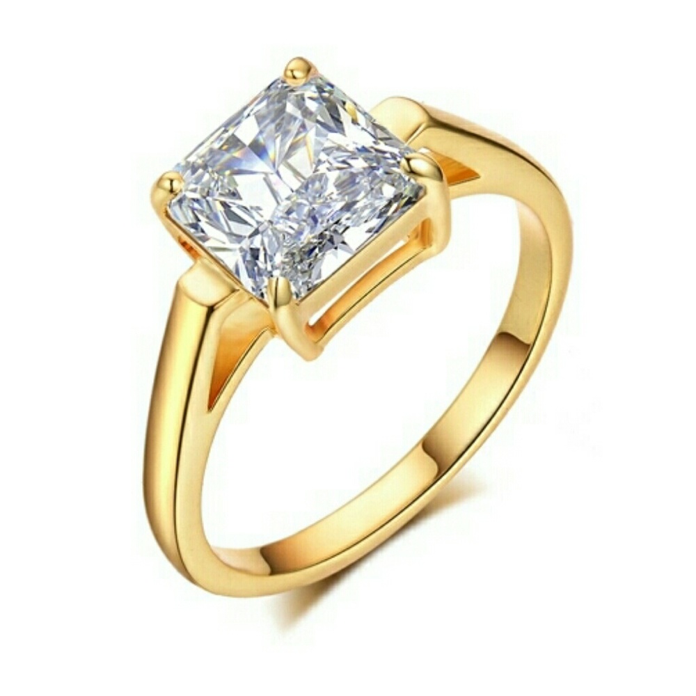 SILVER or Gold  2 CTW princess ring  sim diamond - Picture 3 of 7
