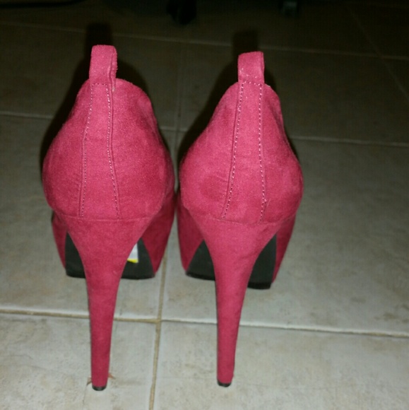 JustFab Burgundy Platform Heel Pumps Sz 8.5/39 - Picture 3 of 4