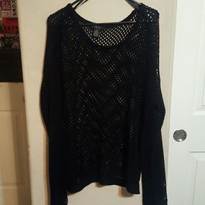 Black fishnet knit sweater