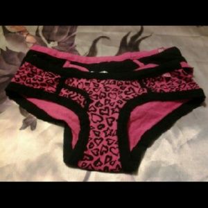 2 pairs of pink and black panties