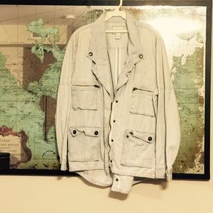 Pinstripe denim jacket