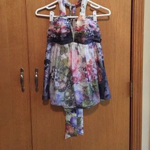 Beautiful silk flowery flowing halter top