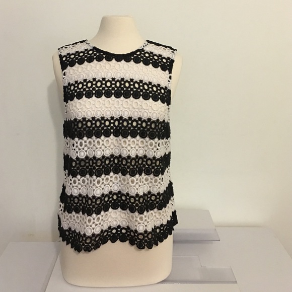 See through lace top.  Black & white.