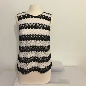 See through lace top.  Black & white.