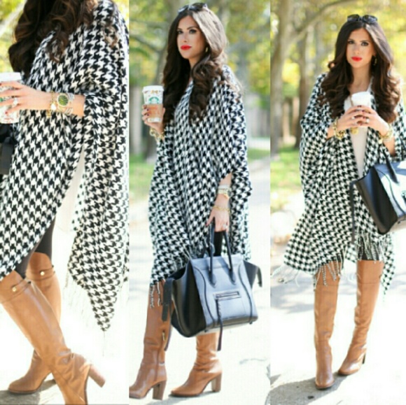 Houndstooth Poncho NWOT