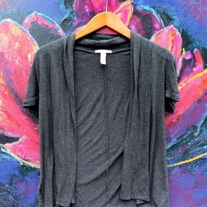 Gray Short Sleeve Cardigan