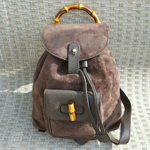 AUTENTIC GUCCI SUEDE& BAMBOO MINI BACKPACK.
