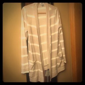 Heather oatmeal and cream striped sweater