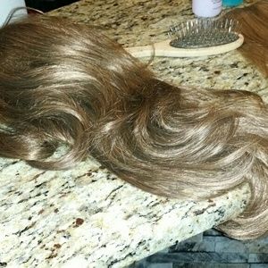 Hair extension pony tail with the shampoo, brush