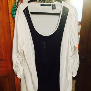 Faux leather front tunic