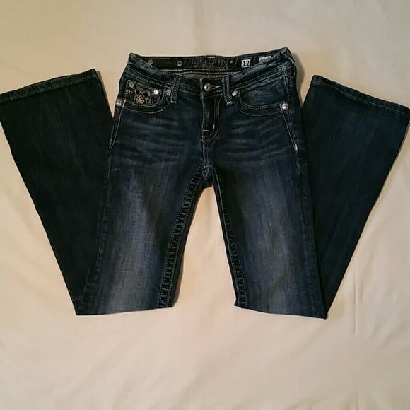 MISS ME SILVER EMBROIDERED RHINESTONE JEANS