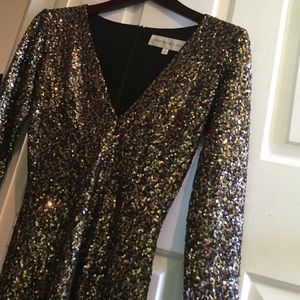 Dress the population gold sequin dress