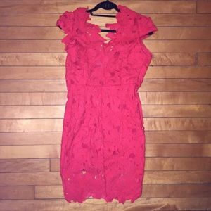 Red Flower cut out dress