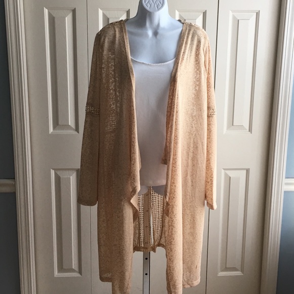 (last1) BOHO CREAM CROCHET DETAIL CARDI - Picture 3 of 4