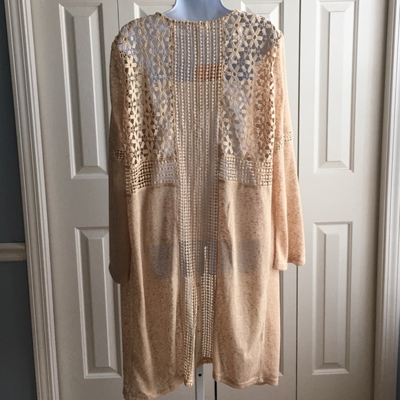 (last1) BOHO CREAM CROCHET DETAIL CARDI - Picture 4 of 4