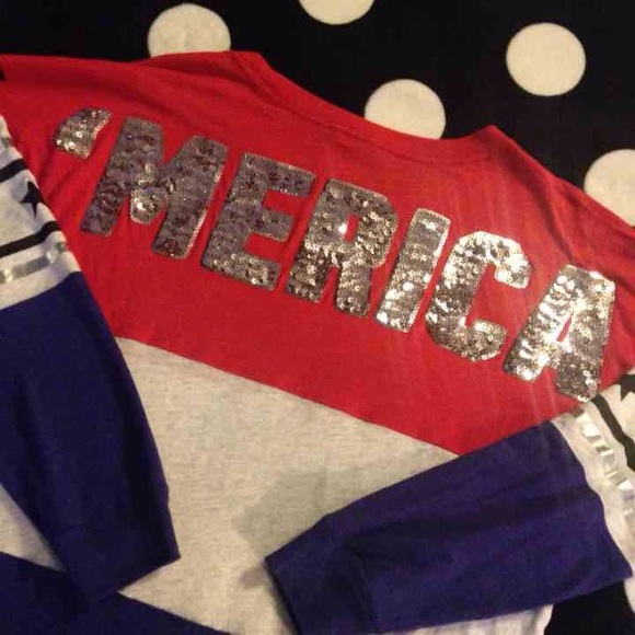 SOLD! Victoria Secret Pink 'Merica Bling Crew - Picture 2 of 4