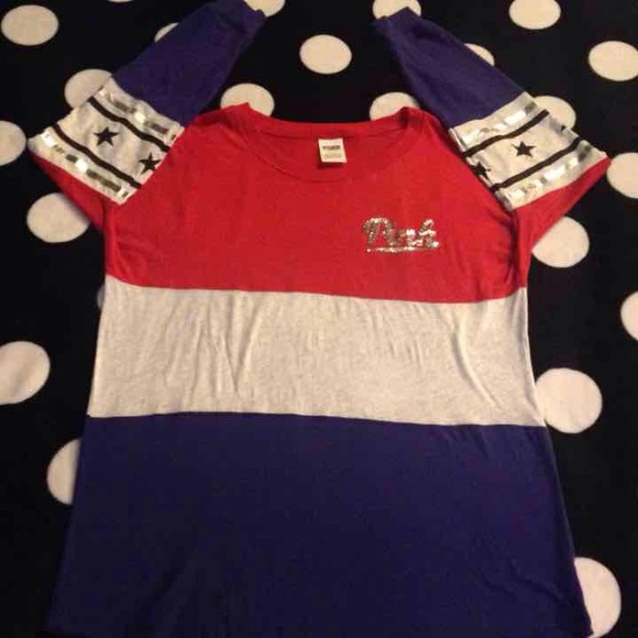 SOLD! Victoria Secret Pink 'Merica Bling Crew - Picture 3 of 4