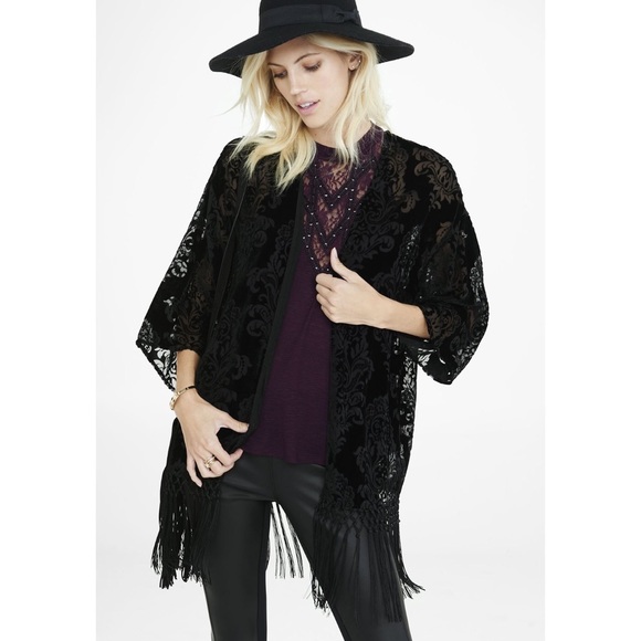 Velvet Kimono with fringe