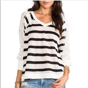 Free People Fluffy Lou Crochet Sleeves Sweater