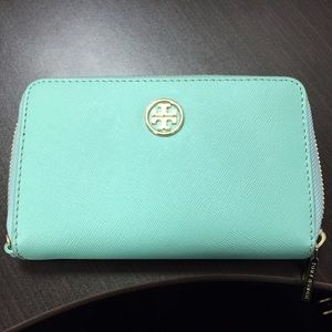 Tory Burch Robinson Wallet- Teal