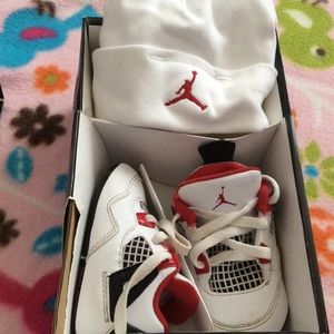 Baby Jordan's and matching hat red,black,white
