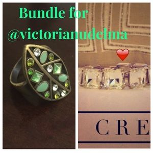 Antiques green ring and crystal j. Crew bracelet